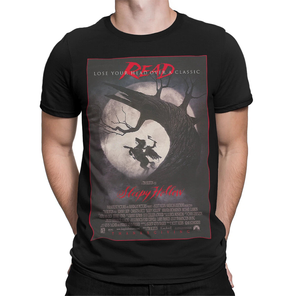 Headless Horseman Gothic Folklore Horror Mens T-shirt Womens Graphic Tee