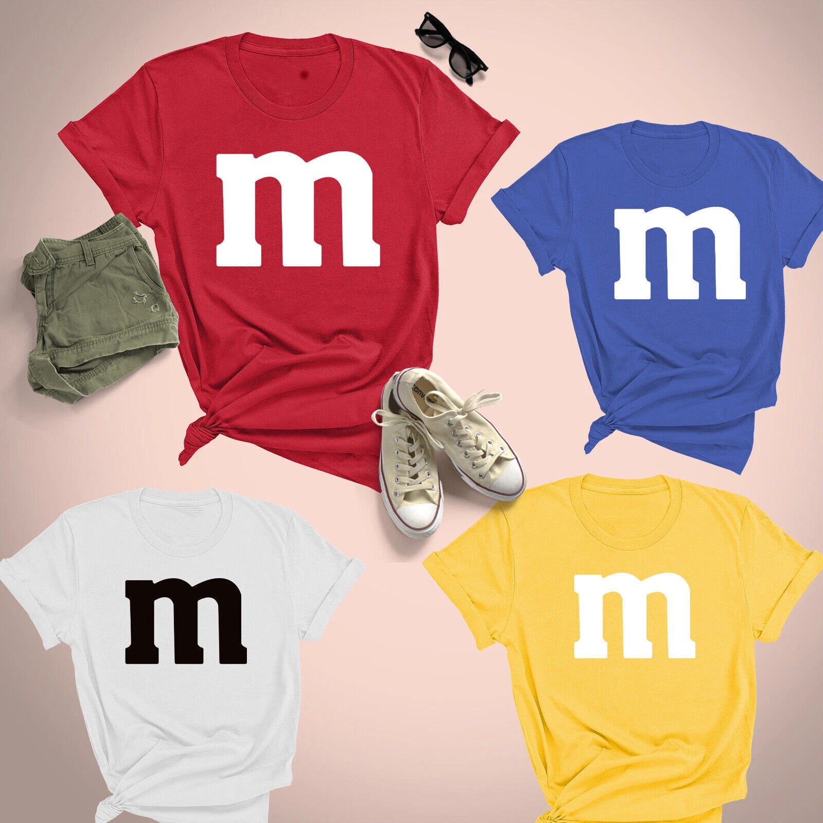 M&amp;m Tshirt Sweet Halloween Stag Do Couples Costume Funny Shirt Novelty Dress #v