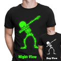 Halloween T-shirt Glow In The Dark Dabbing Skeleton Skull Mens T Shirts Top #hd
