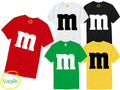 M&amp;m T-shirt Halloween Stag Do Couples Costume Mens Unisex Joke Top Fancy Dress