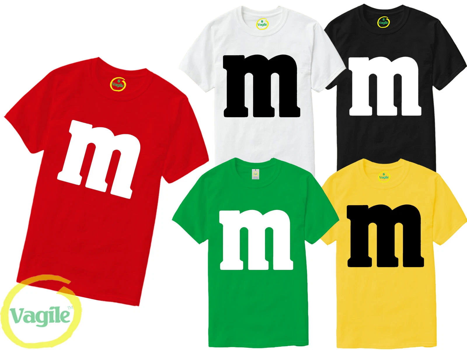 M&amp;m T-shirt Halloween Stag Do Couples Costume Mens Unisex Joke Top Fancy Dress