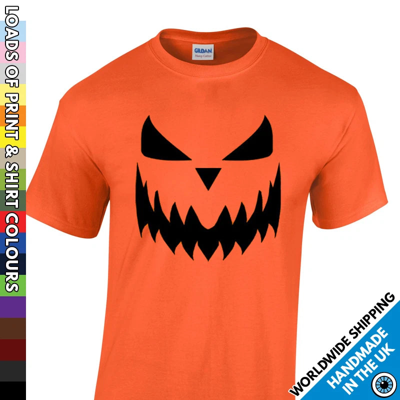 Mens Halloween Pumpkin Face Tshirt - New Scary Trick Or Treat Costume Shirt