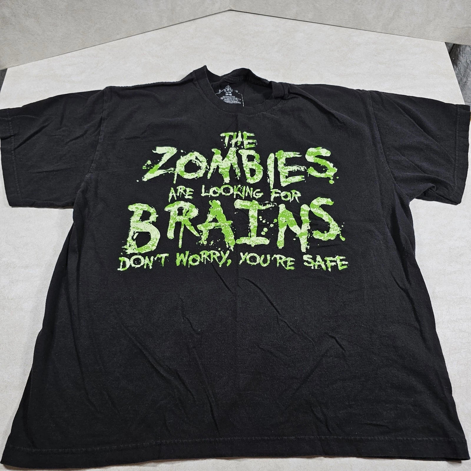 Halloween Zombies Brains Humor Adult Xl 46-48 Black Tshirt Pre-owned