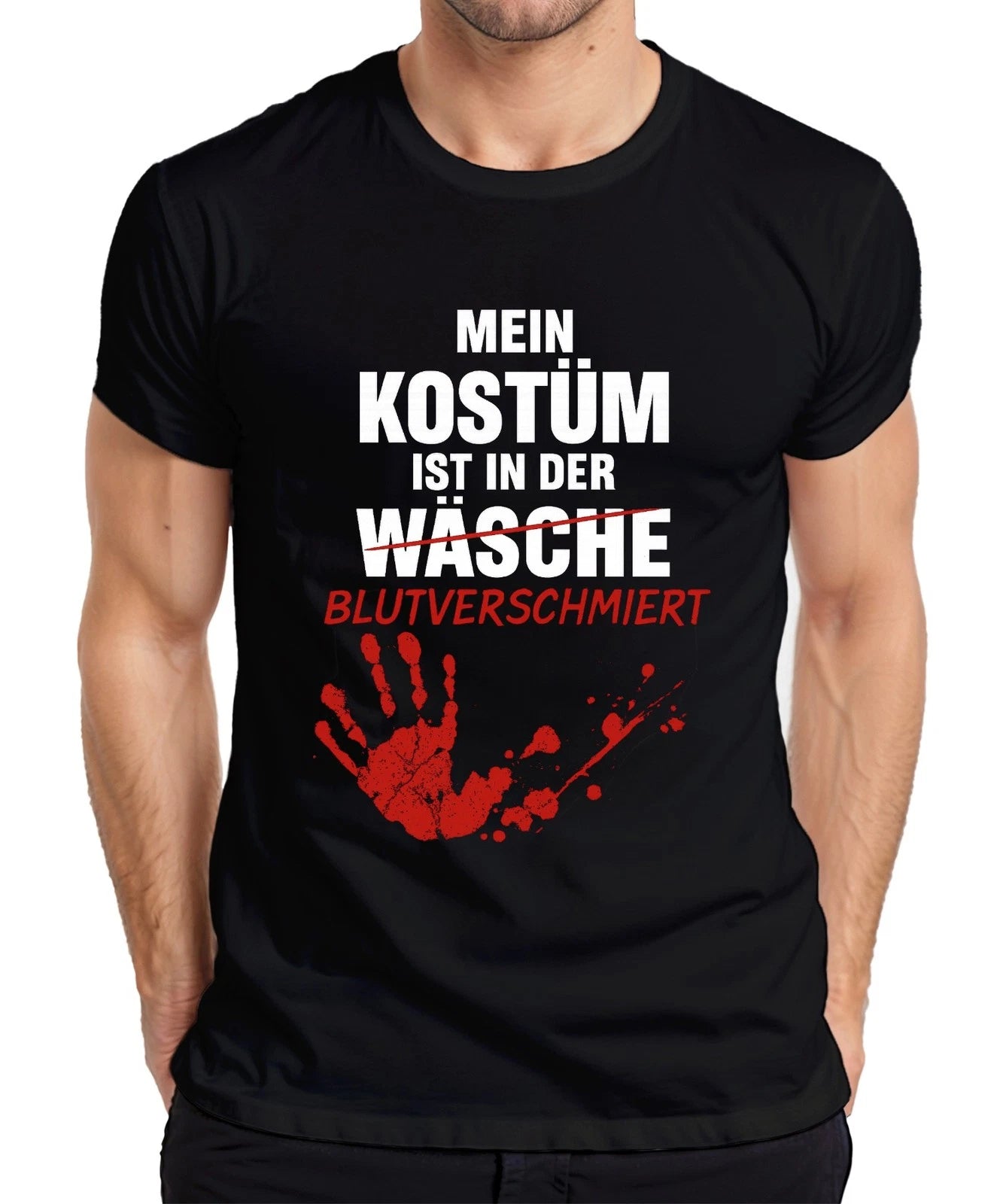 Mein Kost√ºm Blutverschmiert Halloween Horror Zombie Handabdruck Herren T-shirt