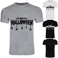 Mens Happy Halloween Printed Short Sleeve Spider Web Bat Crew Neck T Shirt Top