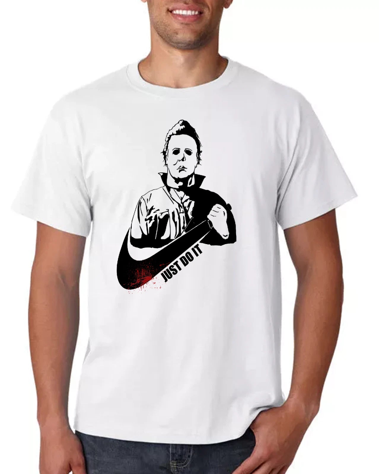 Just Do It Michael Myers Halloween Swoosh Logo Parody T Shirt