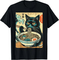 Japanese Cat Ramen Great Wave Vintage Art Food Men Women Kid Unisex T-shirt