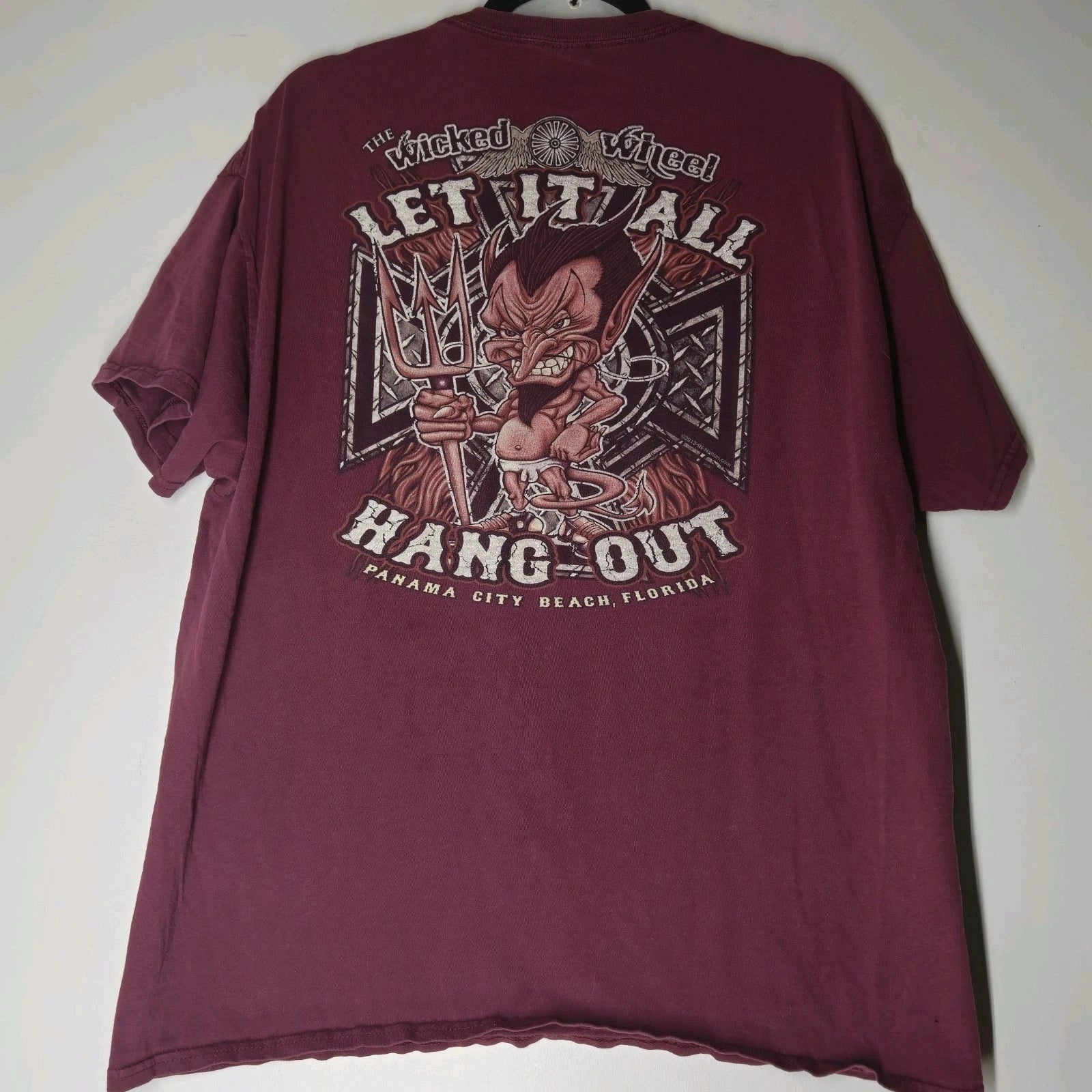 Vintage Wicked Wheel Biker Devil Double-Sided T-Shirt