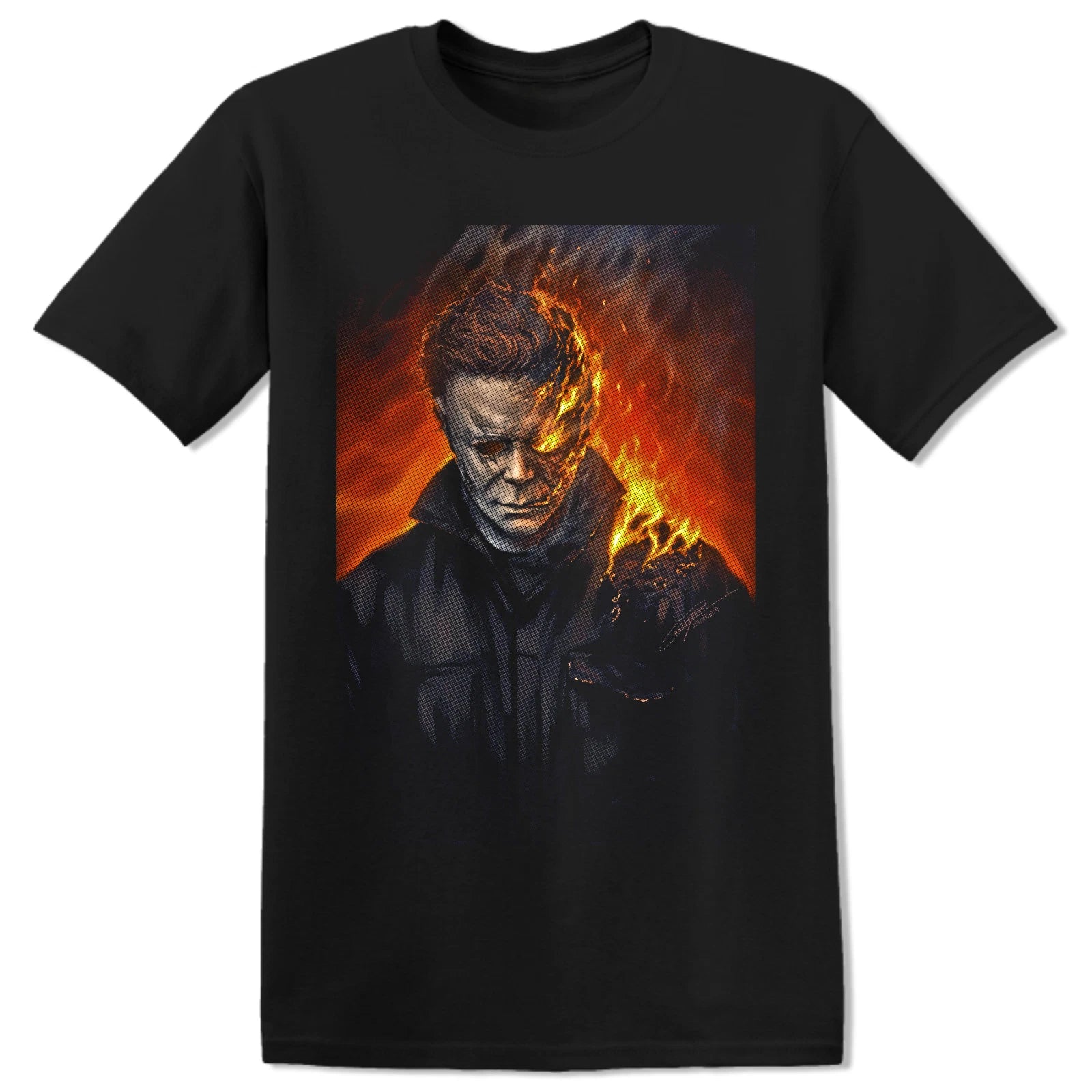 Michael Myers Burned Mask Horror T-shirt | Halloween Tee | Pixelated Design