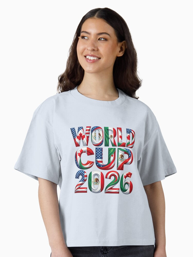 World Cup 2026 â€” Flag Text USA Canada Mexico Host Nations Boxy T-Shirt