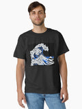 Kanagawa Cat Wave Black Classic T-Shirt | Graphic T-Shirt for Unisex