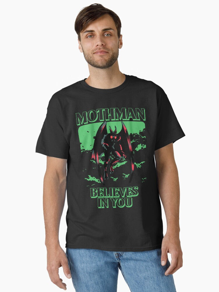 MothMan Believes In You Design Classic T-Shirt | Graphic T-Shirt for Unisex