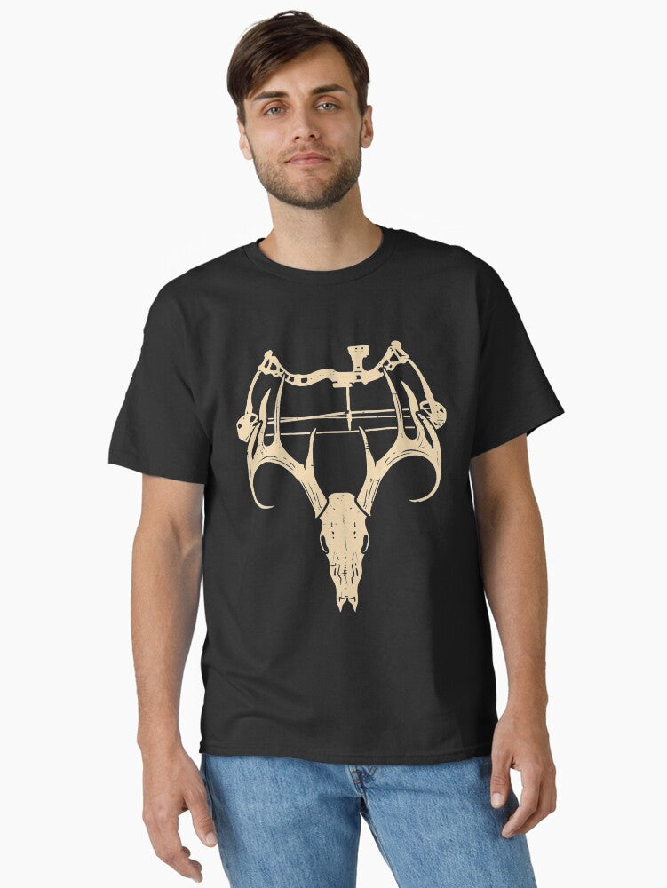 Deer Skull Compound Bow Retro Hunting Archery Dad Archer T-Shirt