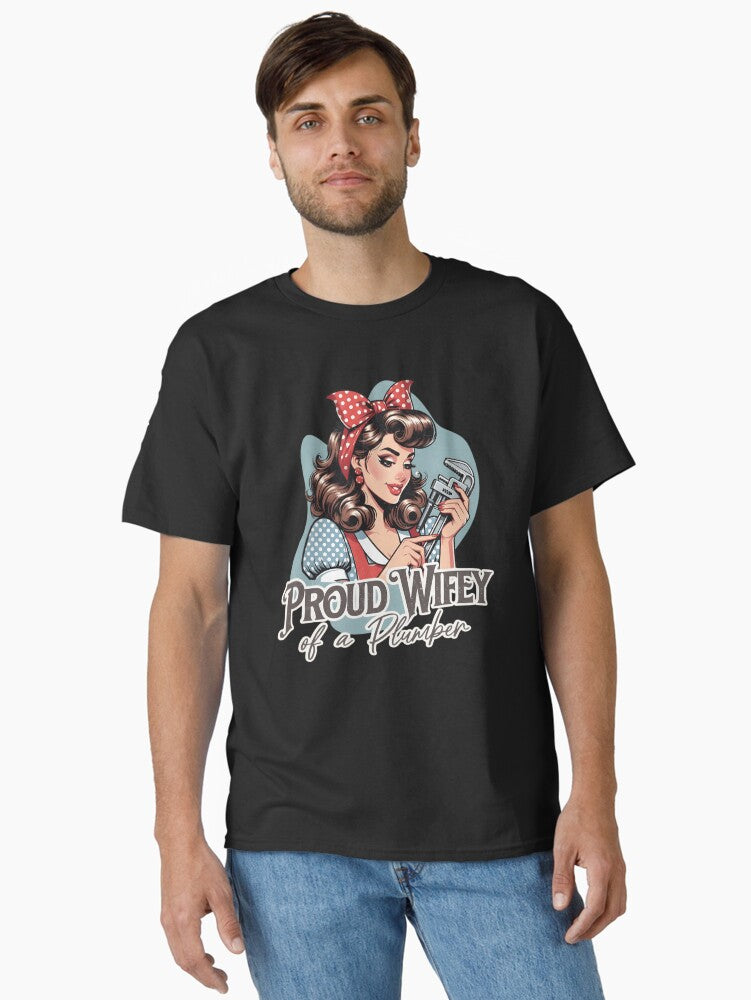 Proud Wifey of a Plumber - Retro Pin-up Girl Plumbing Design
