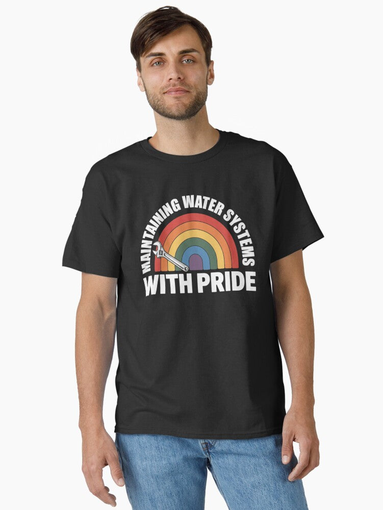 Maintaining Water Systems With Pride - Funny LGBTQ+ Plumber Rainbow Design