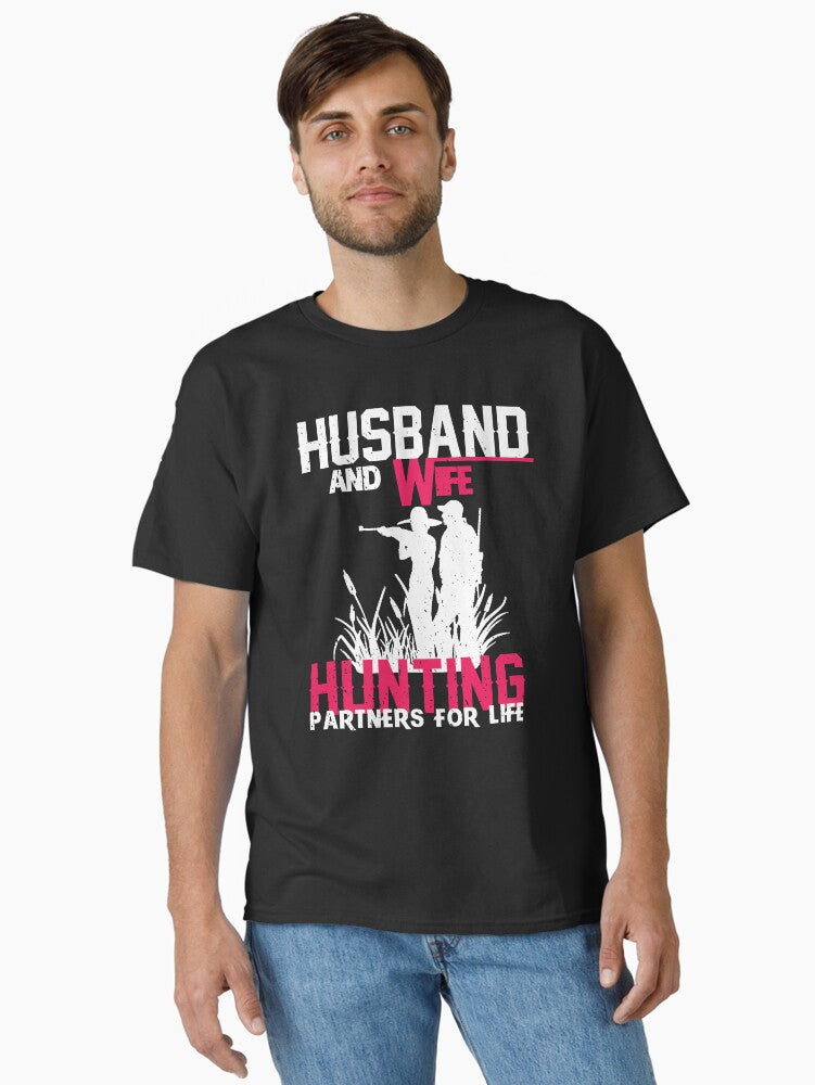 Husband and Wife Hunting Partners for Life - Funny Dad T-Shirt
