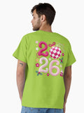 Pink Knit 2026 Happy New Year Classic T-Shirt Floral Ornament 2026 Celebration Shirt Classic T-Shirt | Premium Unisex T-Shirt, Trending Graphic Tee