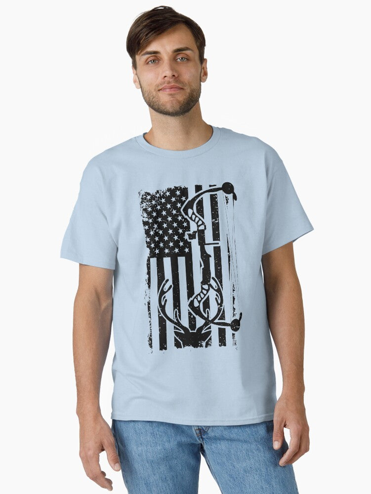 Deer Hunter's American Flag T-Shirt Archery Hay Bails T-Shirt