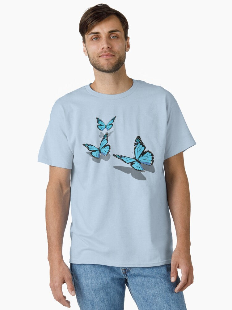 3D Blue Butterflies Classic T-Shirt | Graphic T-Shirt for Unisex