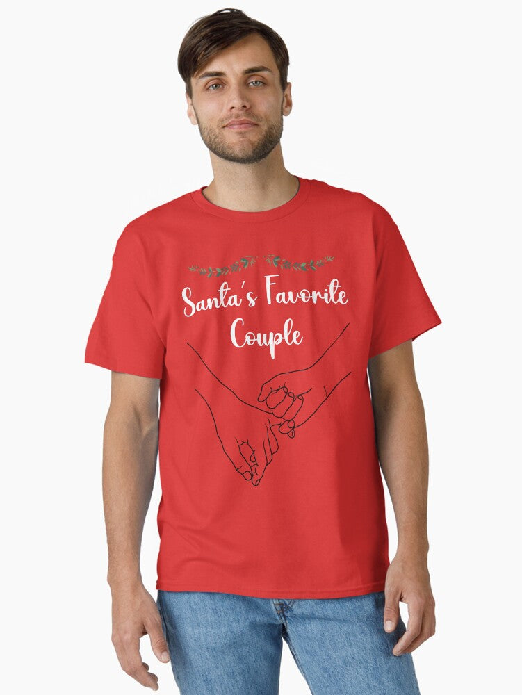 Santa's Favorite Couple Minimalist Quote Xmas Classic T-Shirt | Premium Unisex T-Shirt, Trending Graphic Tee