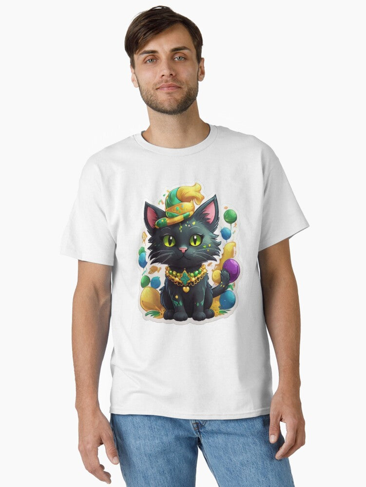 Mardi Gras Black Cat Classic T Shirt T Shirt Premium Print