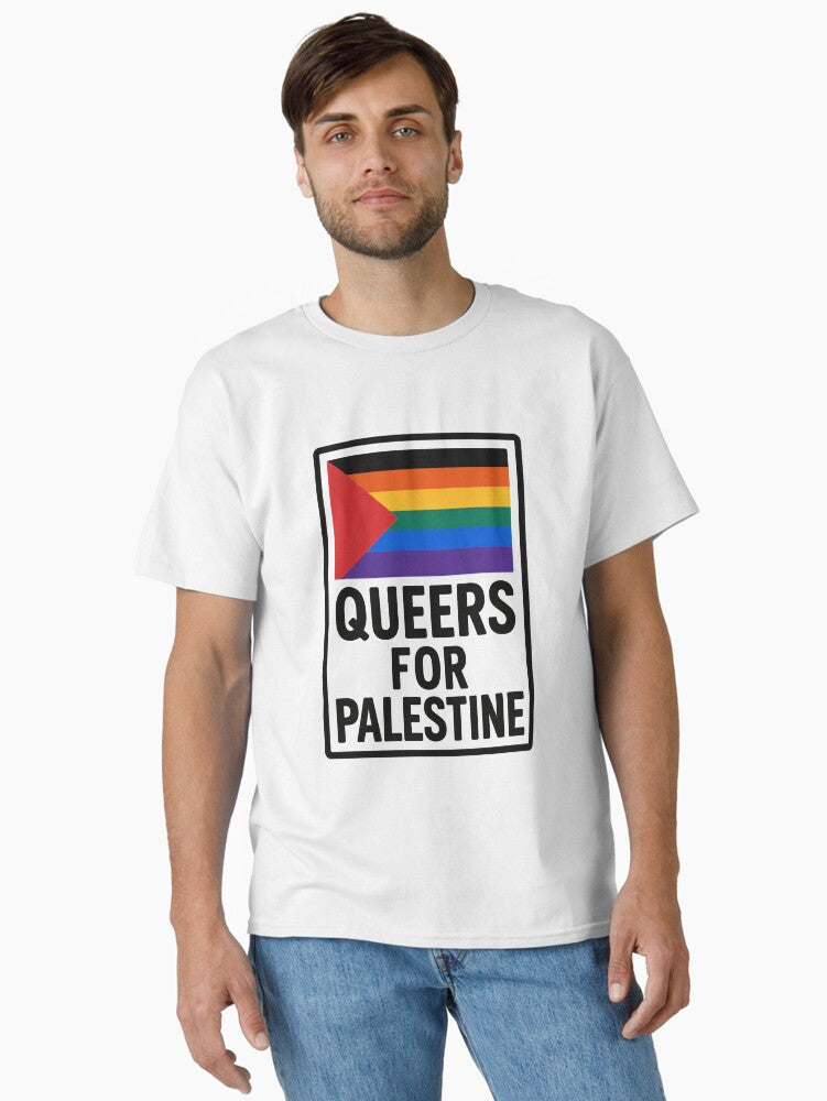 Queers For Palestine Lgbtq Flag Statement Classic T Shirt T Shirt Cute Design
