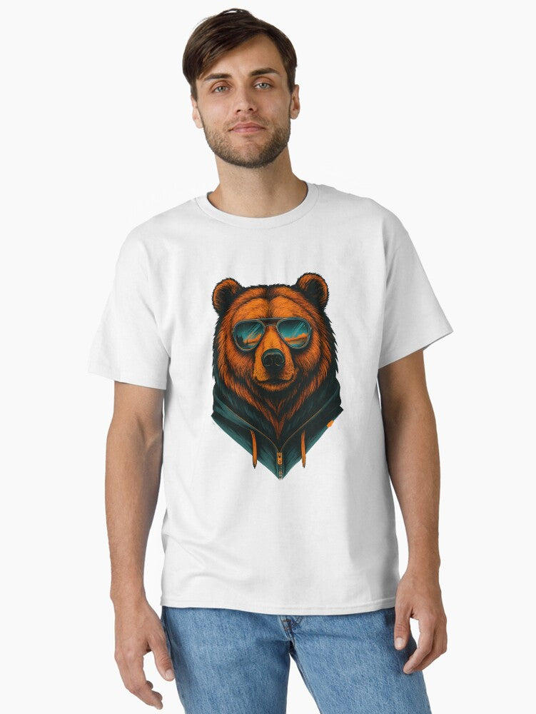 Cool Bear with Sunglasses Artwork Classic T-Shirt | Graphic T-Shirt for Unisex