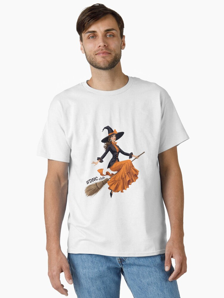 Wdnc Club Flying Witch Halloween Menopause T Shirt