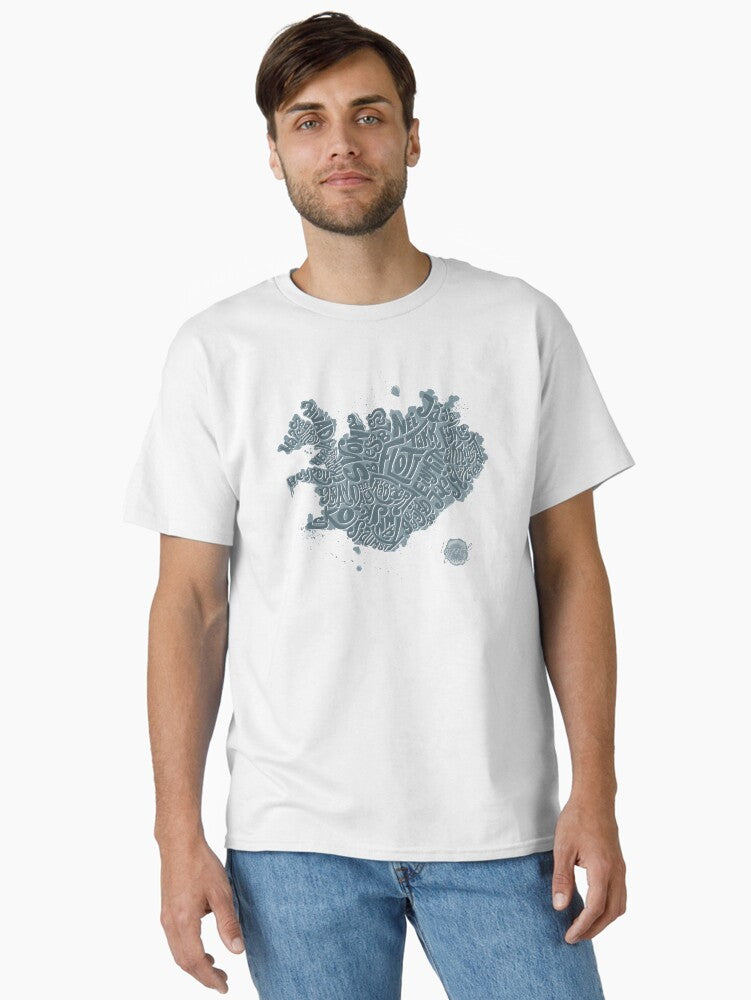 Iceland Map with Icelandic Words Classic T-Shirt | Graphic T-Shirt for Unisex