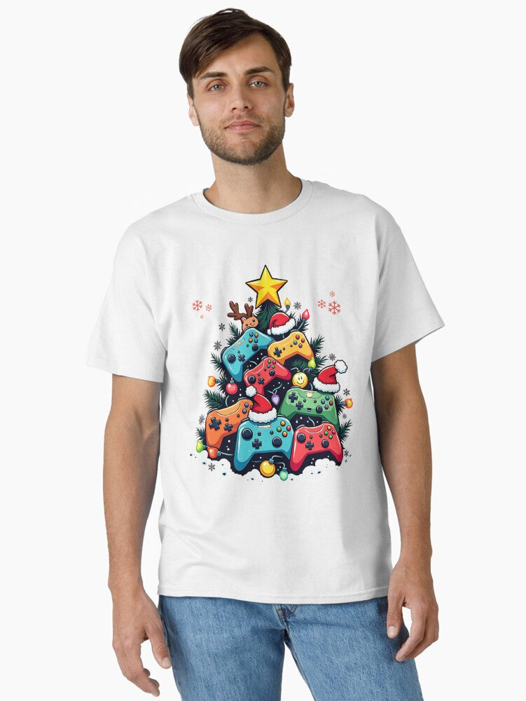 Funny Gamer Christmas Video Game Controller Santa Hat Cristmas 2025 Classic T-Shirt | Premium Unisex T-Shirt, Trending Graphic Tee