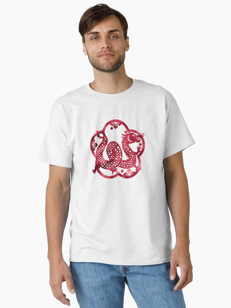2024 - Year of the Dragon Happy Chinese New Year Lunar New Year Red Metallic Classic T-Shirt | Premium Unisex T-Shirt, Trending Graphic Tee