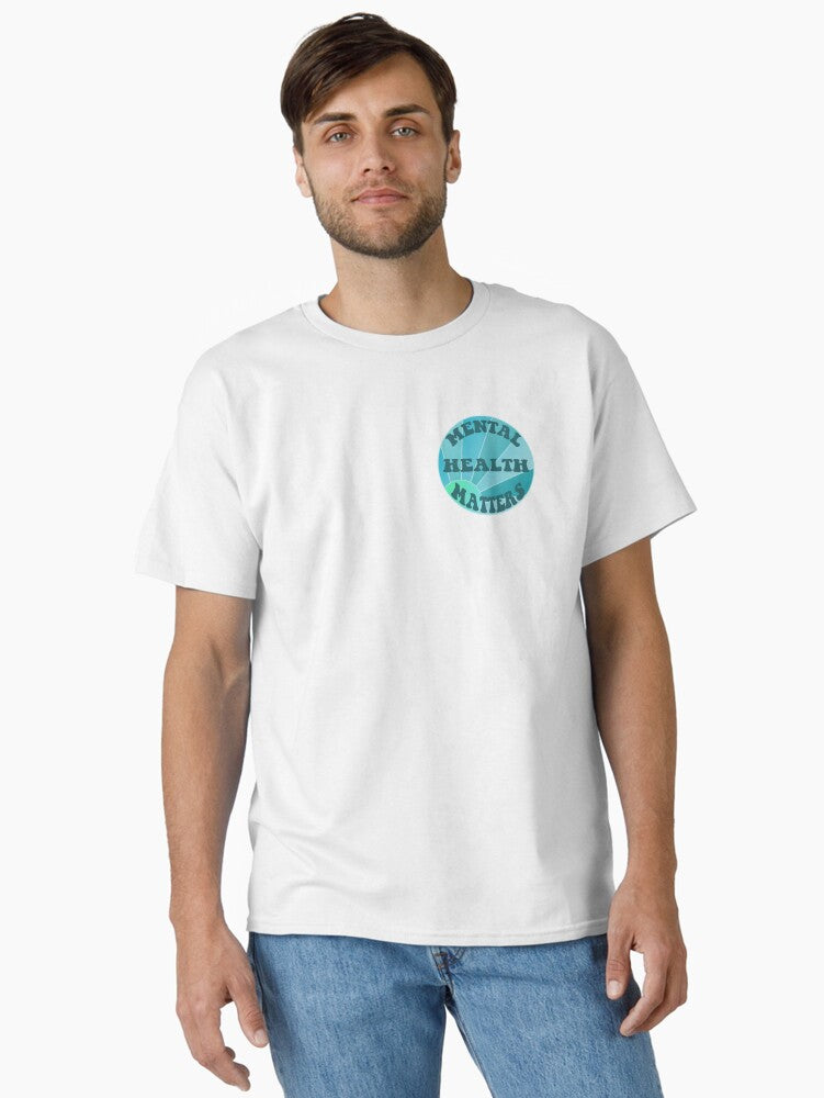 Mental Health Matters Circle Design With Sun in Blue T-Shirt