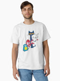 Cool Cat Jamming on a Red Guitar Classic T-Shirt | Graphic T-Shirt for Unisex