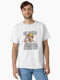 Funny Labor Day Cartoon – Exhausted Blue-Collar Worker Humor Design