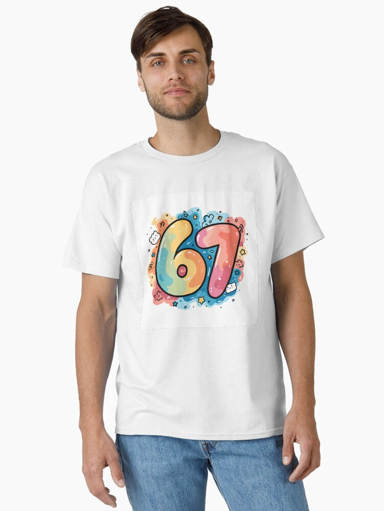 Viral “6, 7” Craze Logo Minimalist Meme Graphic Tee Classic T-Shirt