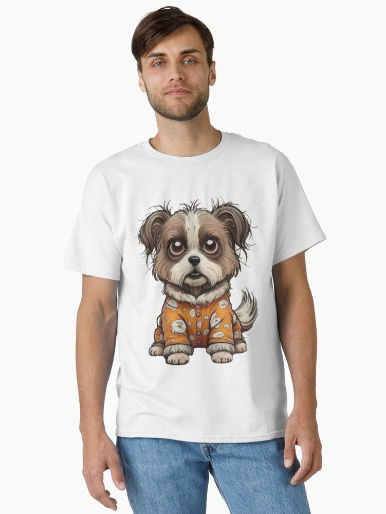 A dog wearing pajamas with messy hair Classic T-Shirt | Premium Unisex T-Shirt, Trending Graphic Tee