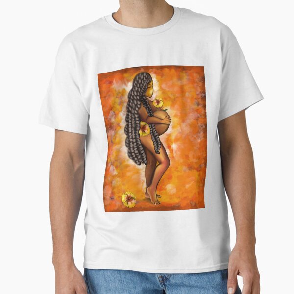 The best Mother’s Day gifts 2022, Mother mama mom - pregnant woman with yellow hibiscus flowers. Mother’s Day Classic T-Shirt for Sale by Artonmytee