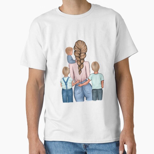 Mother with 3 sons, Mother’s Day Classic T-Shirt for Sale by anhelinaart