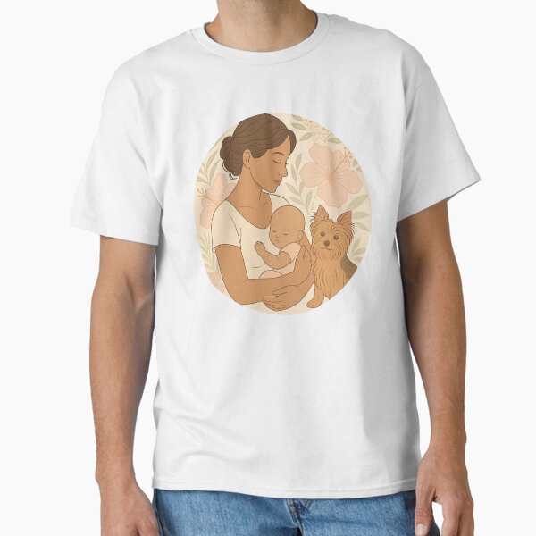 Mother’s Embrace – Circular Modern Illustration for Mother’s Day Classic T-Shirt for Sale by InkhaloCo