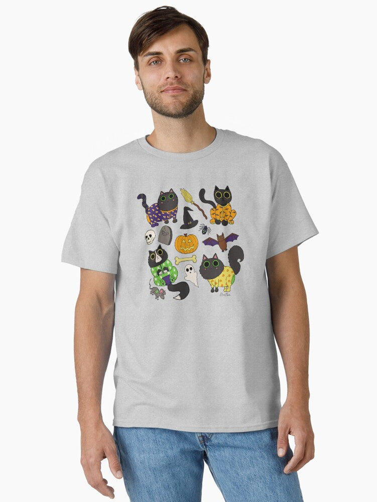Halloween Cats Pajamas - Spooky Cute Black Cats - Halloween Black Cats - Twilight Lavender Classic T-Shirt | Premium Unisex T-Shirt, Trending Graphic Tee