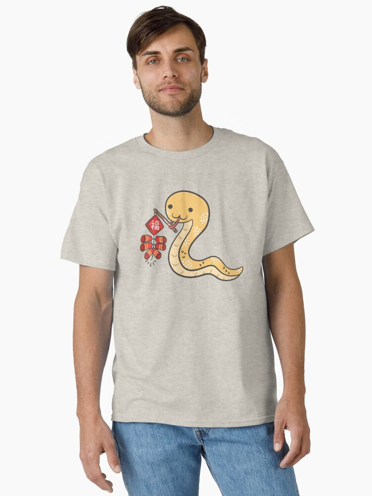 Happy Chinese Lunar New Year Cute Snake - Pink Classic T-Shirt | Premium Unisex T-Shirt, Trending Graphic Tee
