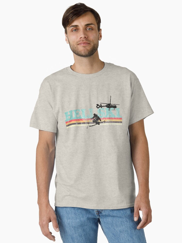 Cool Heli Skiing Retro Design Perfect for Heliski Apres Ski Classic T-Shirt | Graphic T-Shirt for Unisex