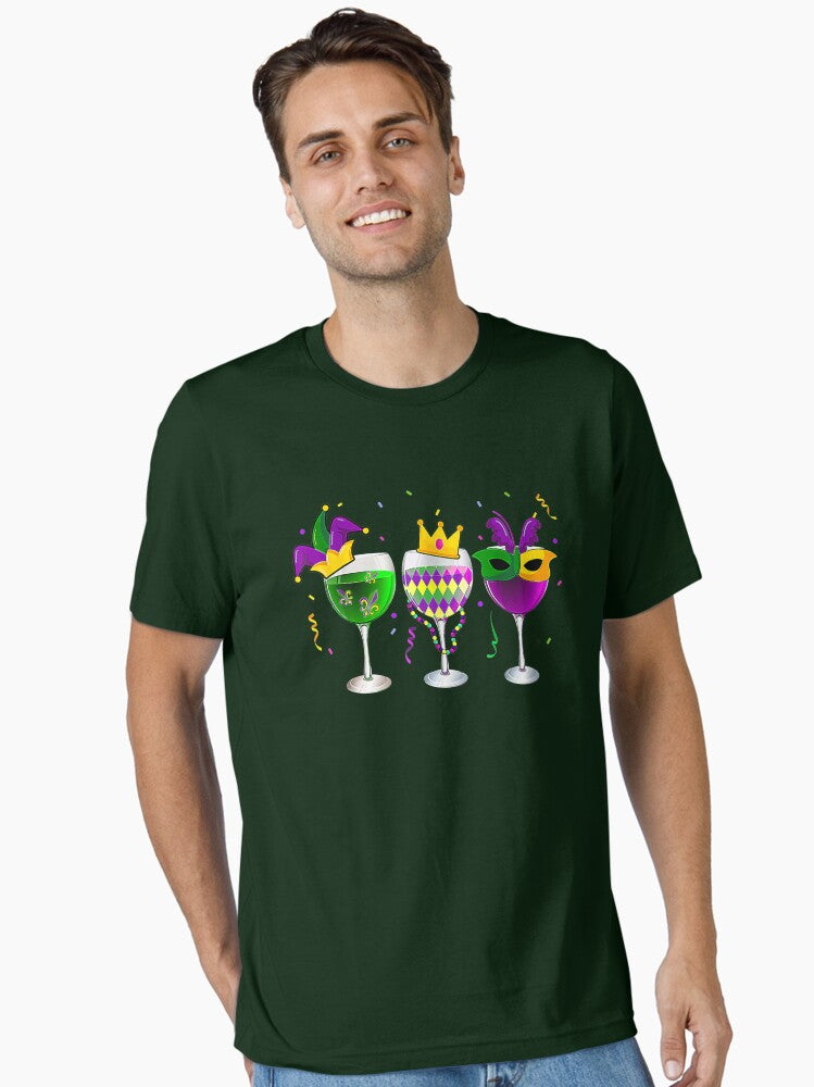 Funny Drinking Wine Mardi Gras Glass Of Wine Men Women Gifts T Shirt Essential T Shirt T Shirt Everyday Wear