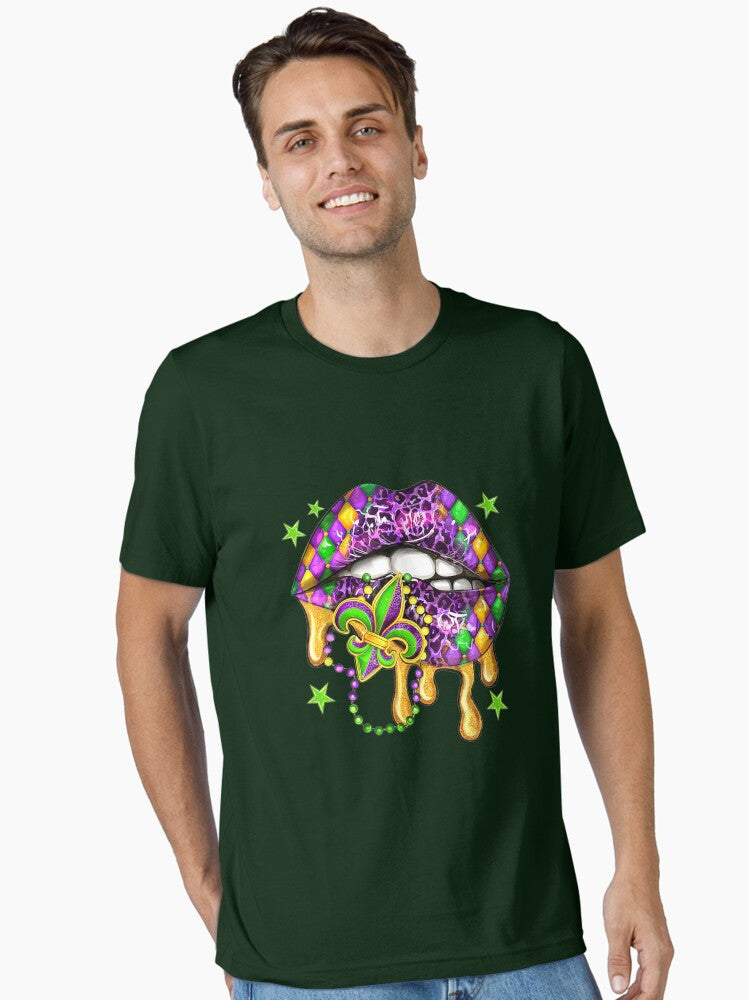 Mardi Gras Lips Queen Carnival Costume Purple Gold Funny T Shirt Essential T Shirt T Shirt Minimal Style