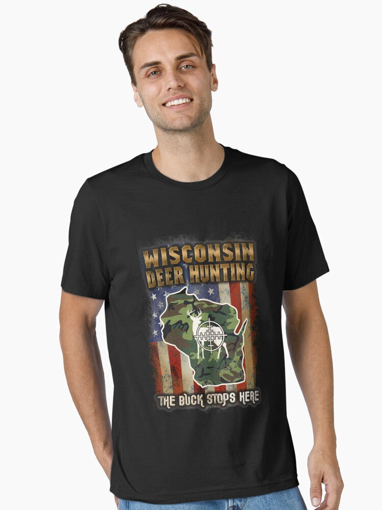 Wisconsin Deer Hunter American Flag Deer Hunting Gifts American Hunting Apparel T-Shirt