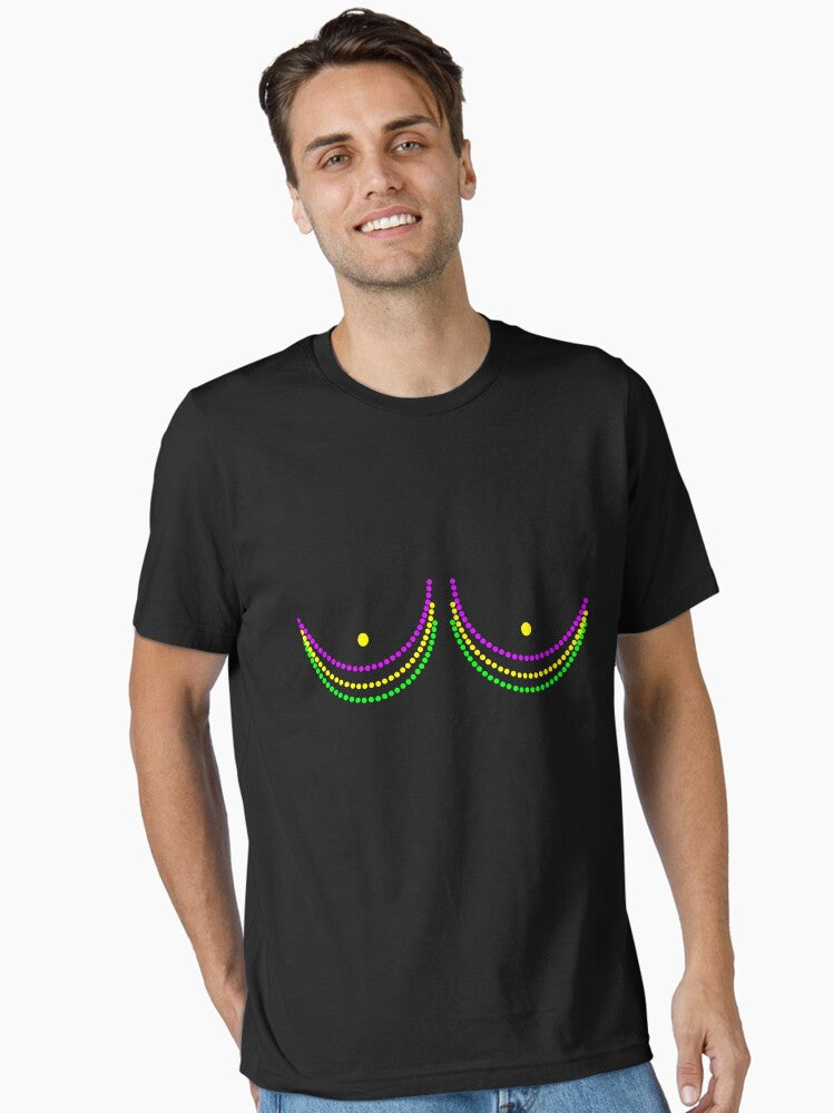 Womens Boobshirt Mardi Gras Shirt Funny Beads Boobs Outline Essential T Shirt T Shirt Cute Design