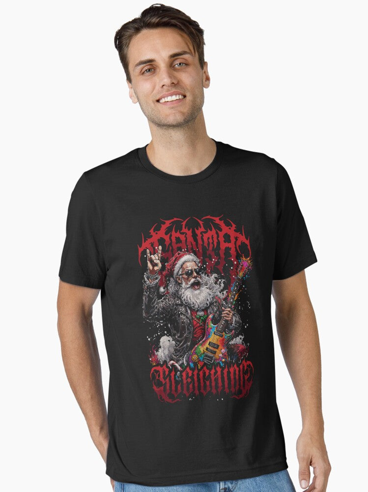 Santa Sleighing Heavy Metal Art T-Shirt Essential T-Shirt | Premium Unisex T-Shirt, Trending Graphic Tee