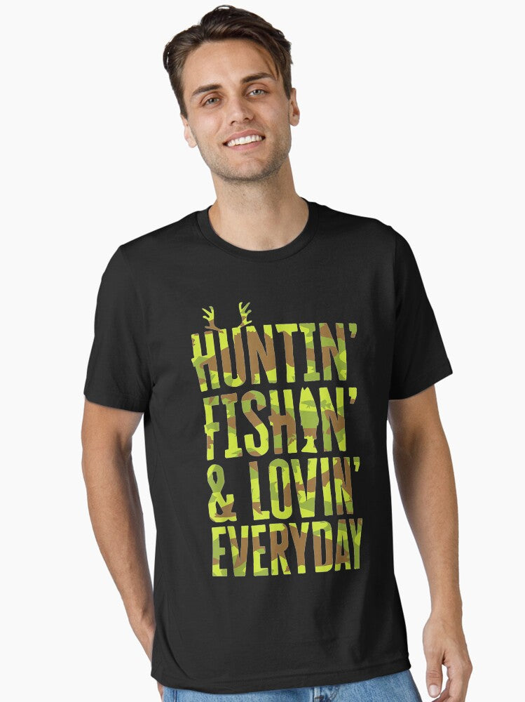 Hunting Fishing Loving Every Day for Dad, Fathers Day Camo T-Shirt