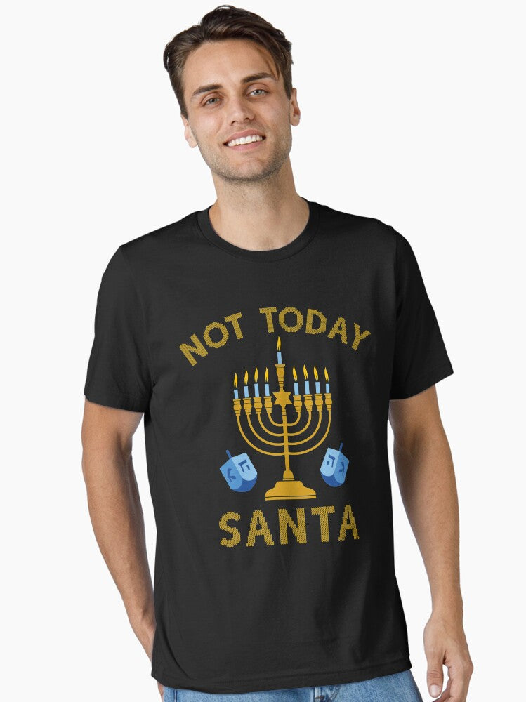 Menoral Not Today Santa Funny Hanukkah Pajamas Essential T-Shirt | Premium Unisex T-Shirt, Trending Graphic Tee