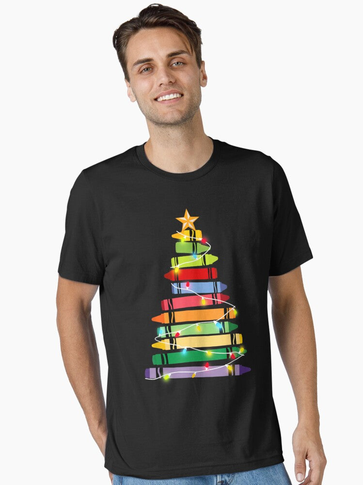 Crayon Christmas Tree Teacher Student Xmas Holiday Pajamas Essential T-Shirt | Premium Unisex T-Shirt, Trending Graphic Tee